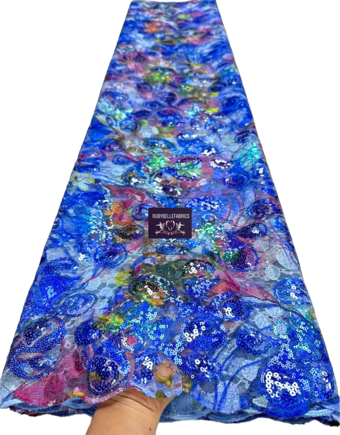 Canyon Chantilly Sequin Fabric - Blue Multi