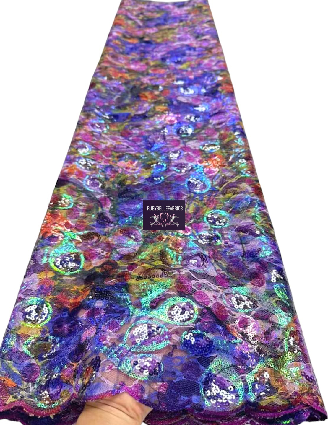 Canyon Chantilly Sequin Fabric - Purple Multi