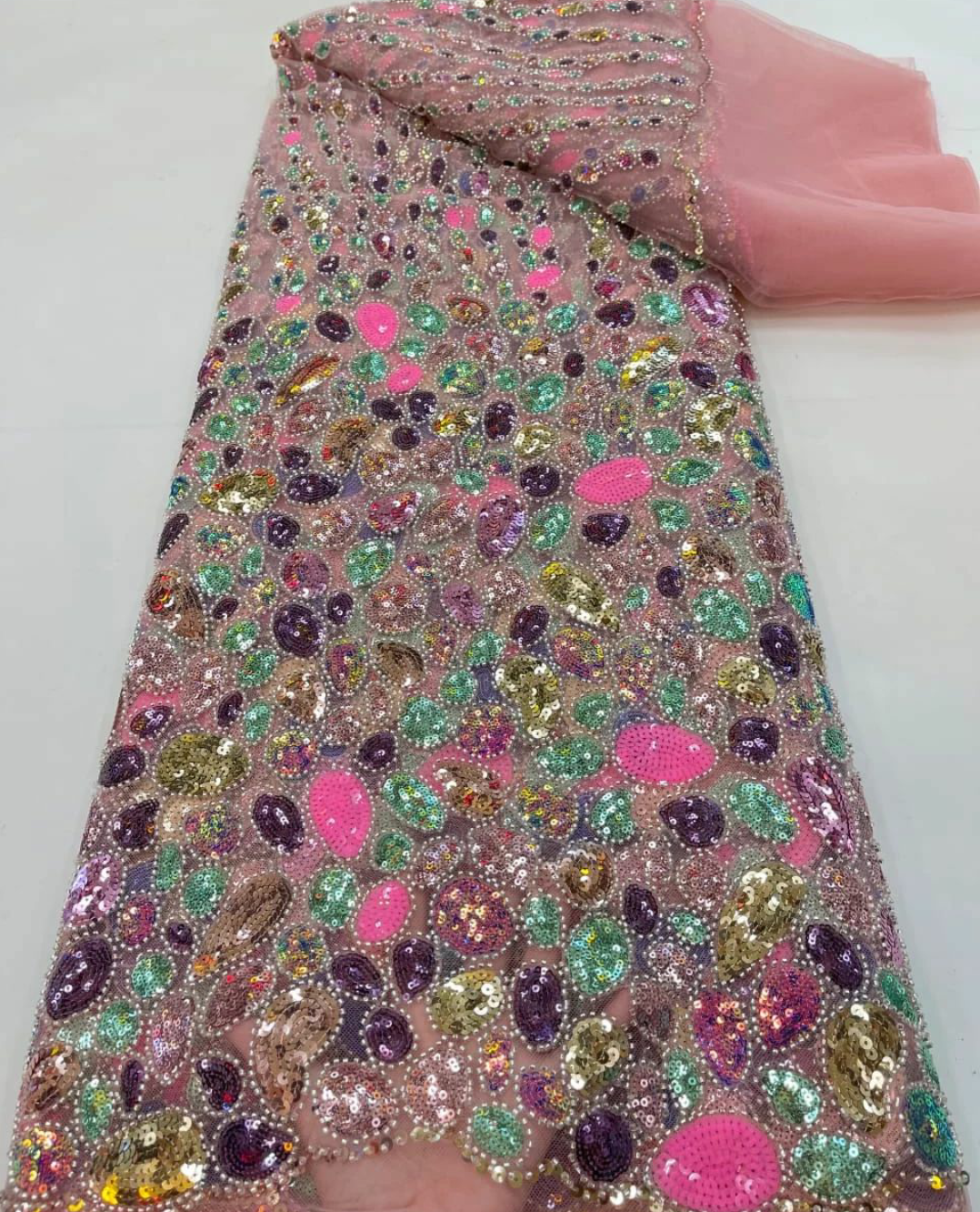 Peridot Luxury Sequin Handmade Fabric