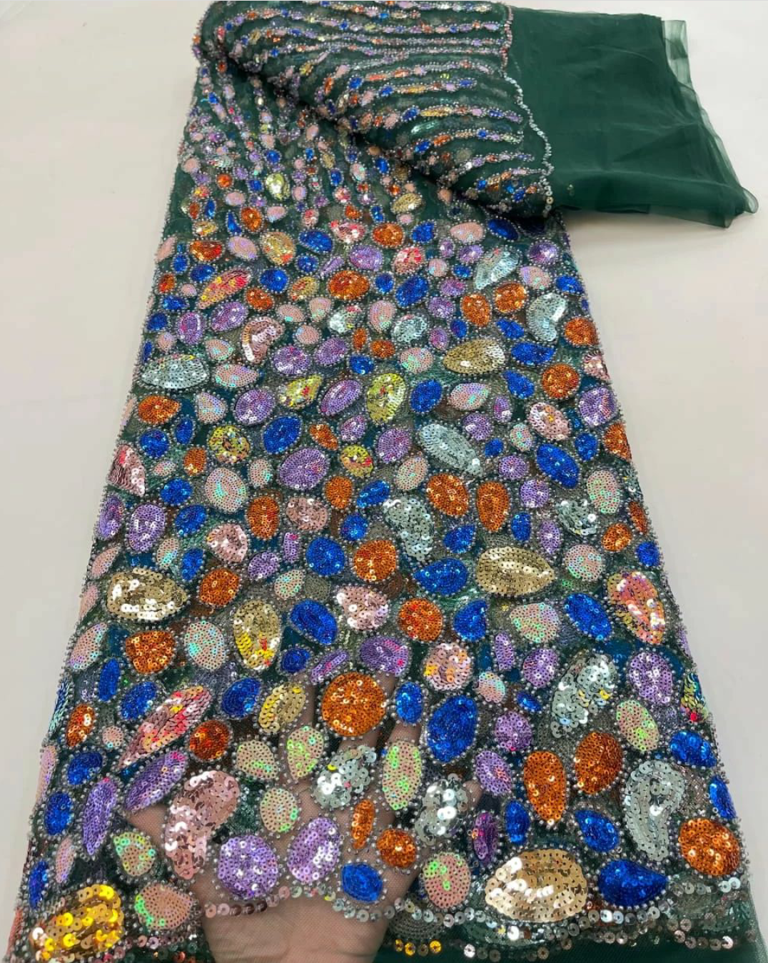 Peridot Luxury Sequin Handmade Fabric