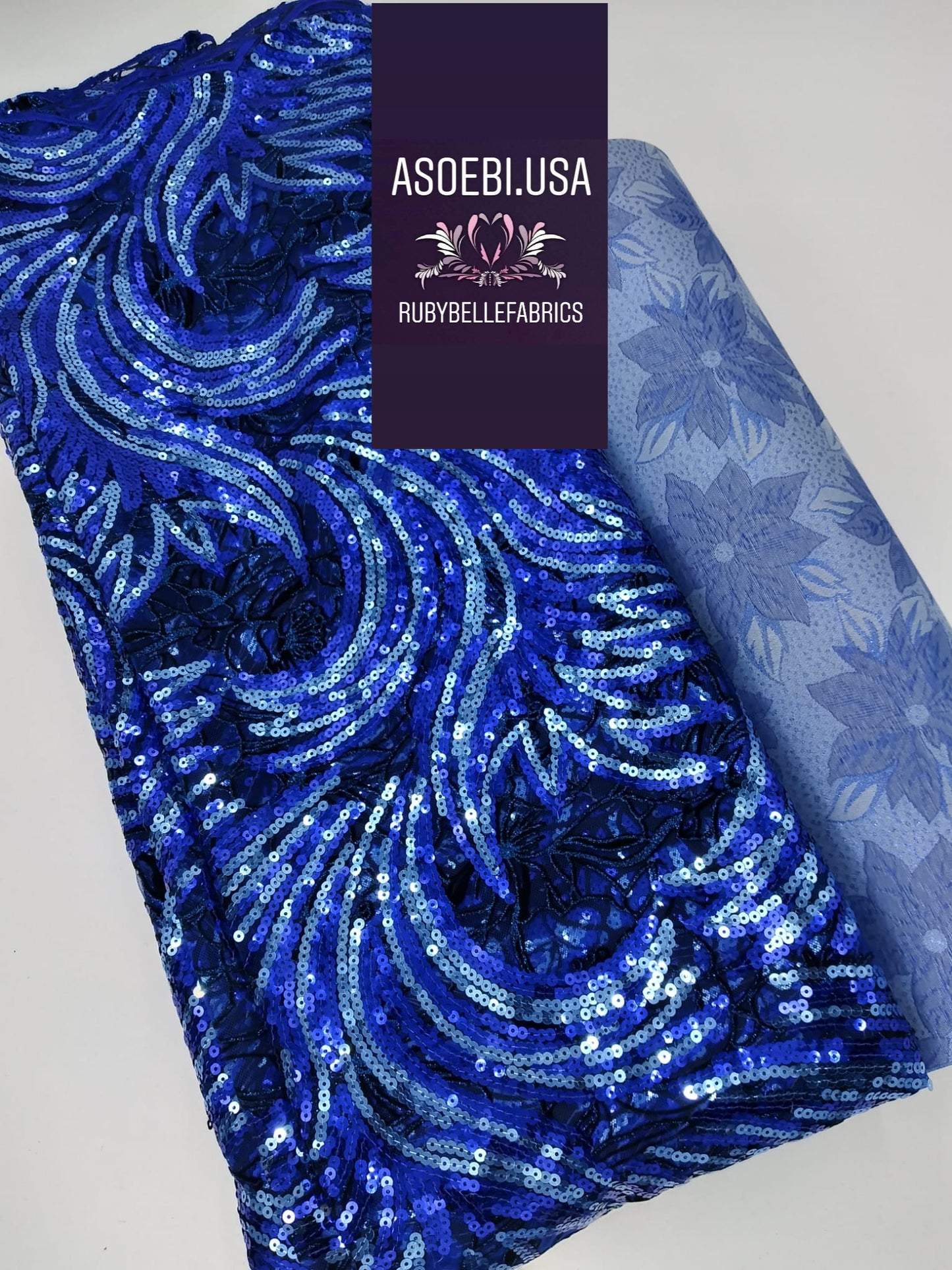 Flocking Sequin Fabric - Blue