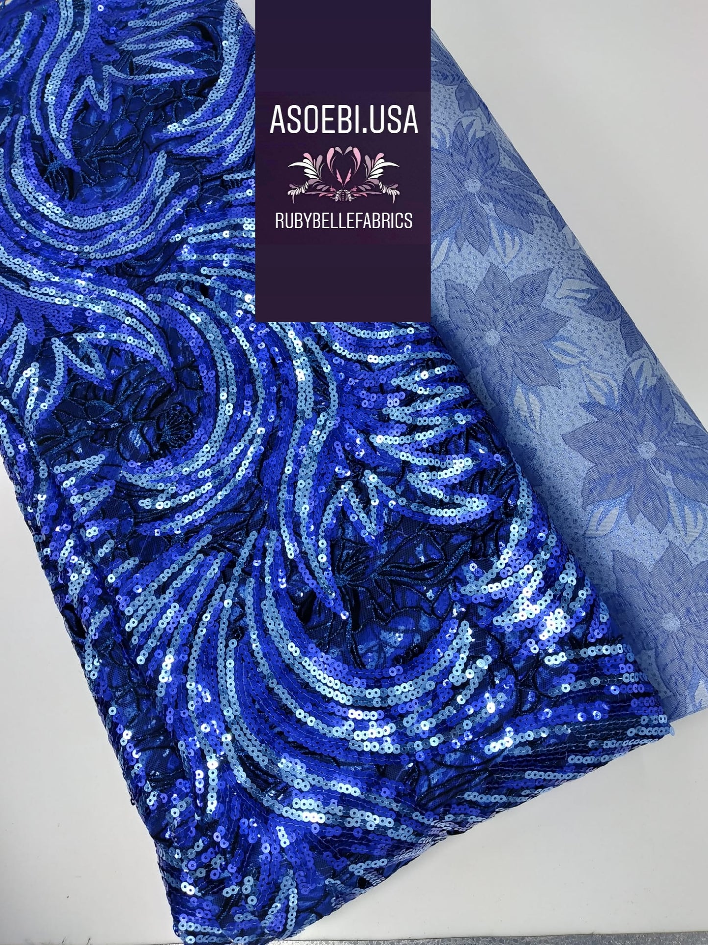 Flocking Sequin Fabric - Blue