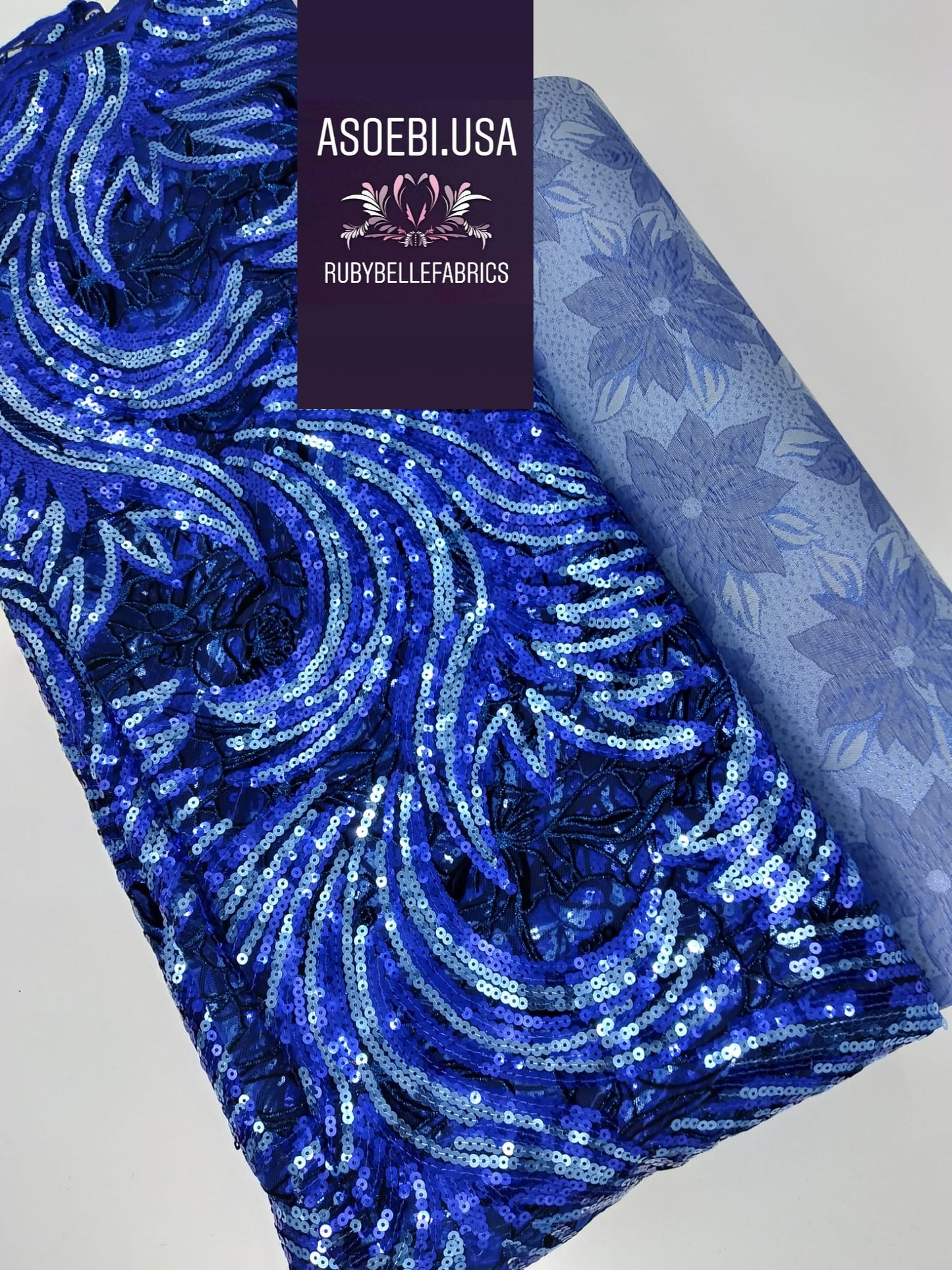 Flocking Sequin Fabric - Blue