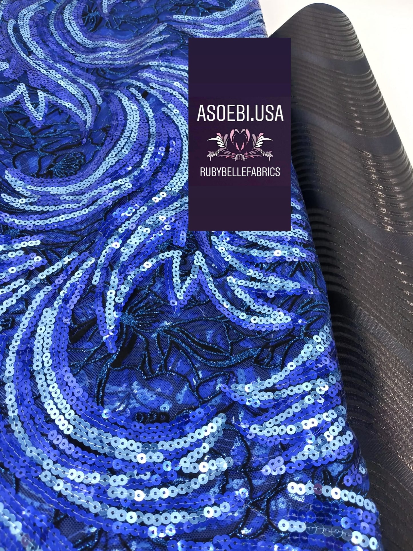 Flocking Sequin Fabric - Blue