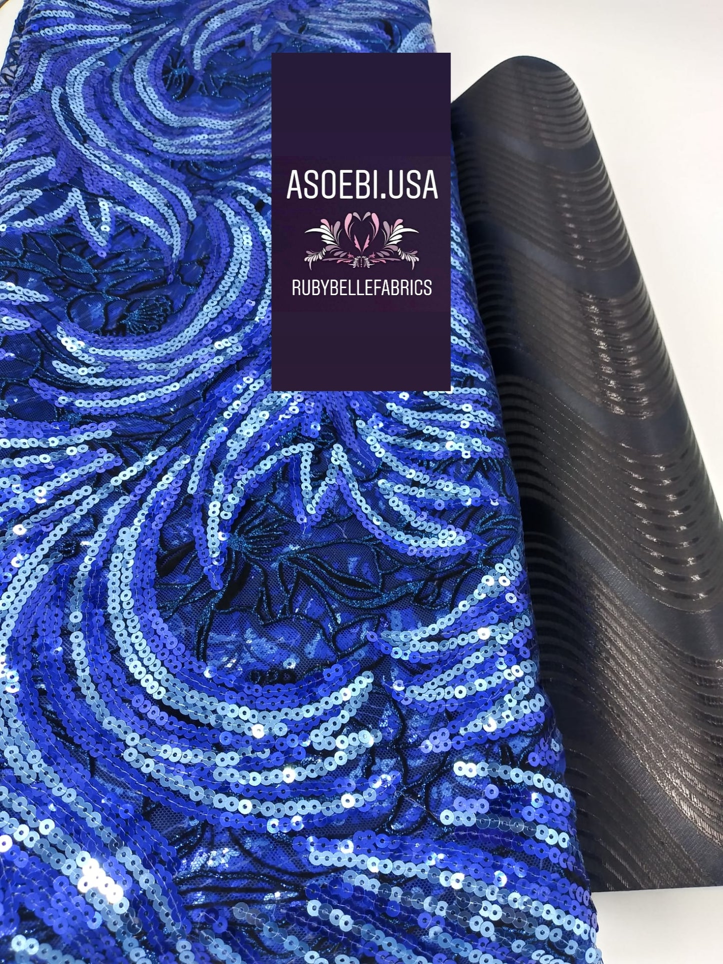 Flocking Sequin Fabric - Blue