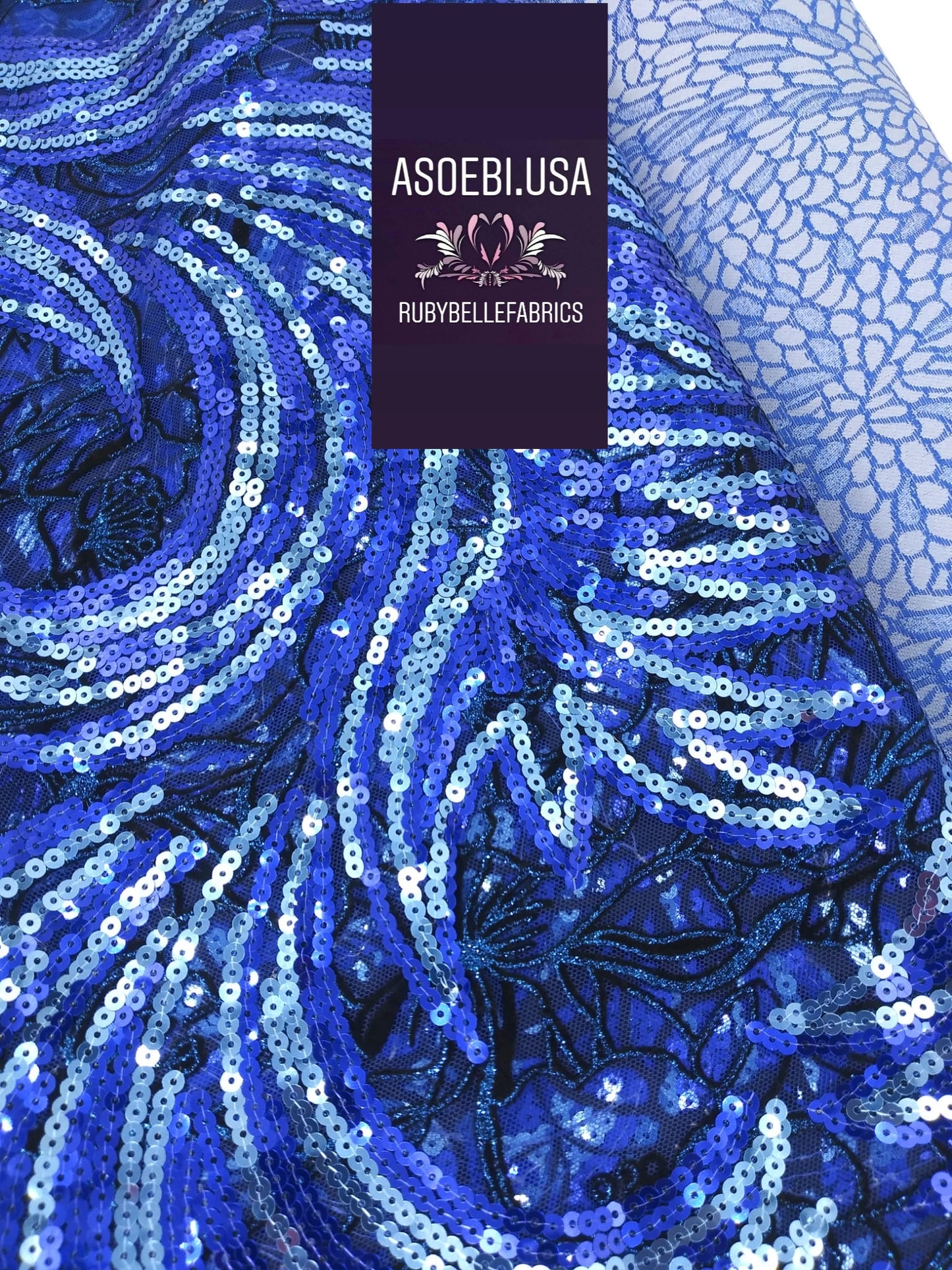 Flocking Sequin Fabric - Blue