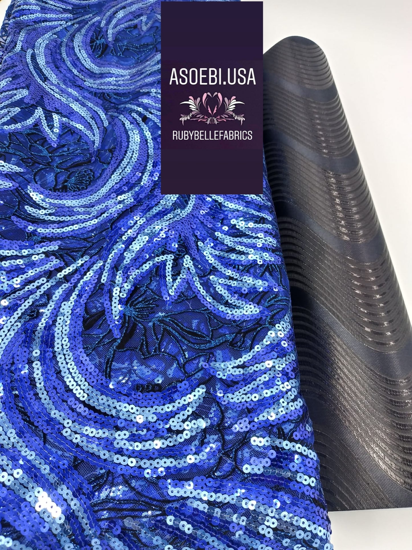Flocking Sequin Fabric - Blue