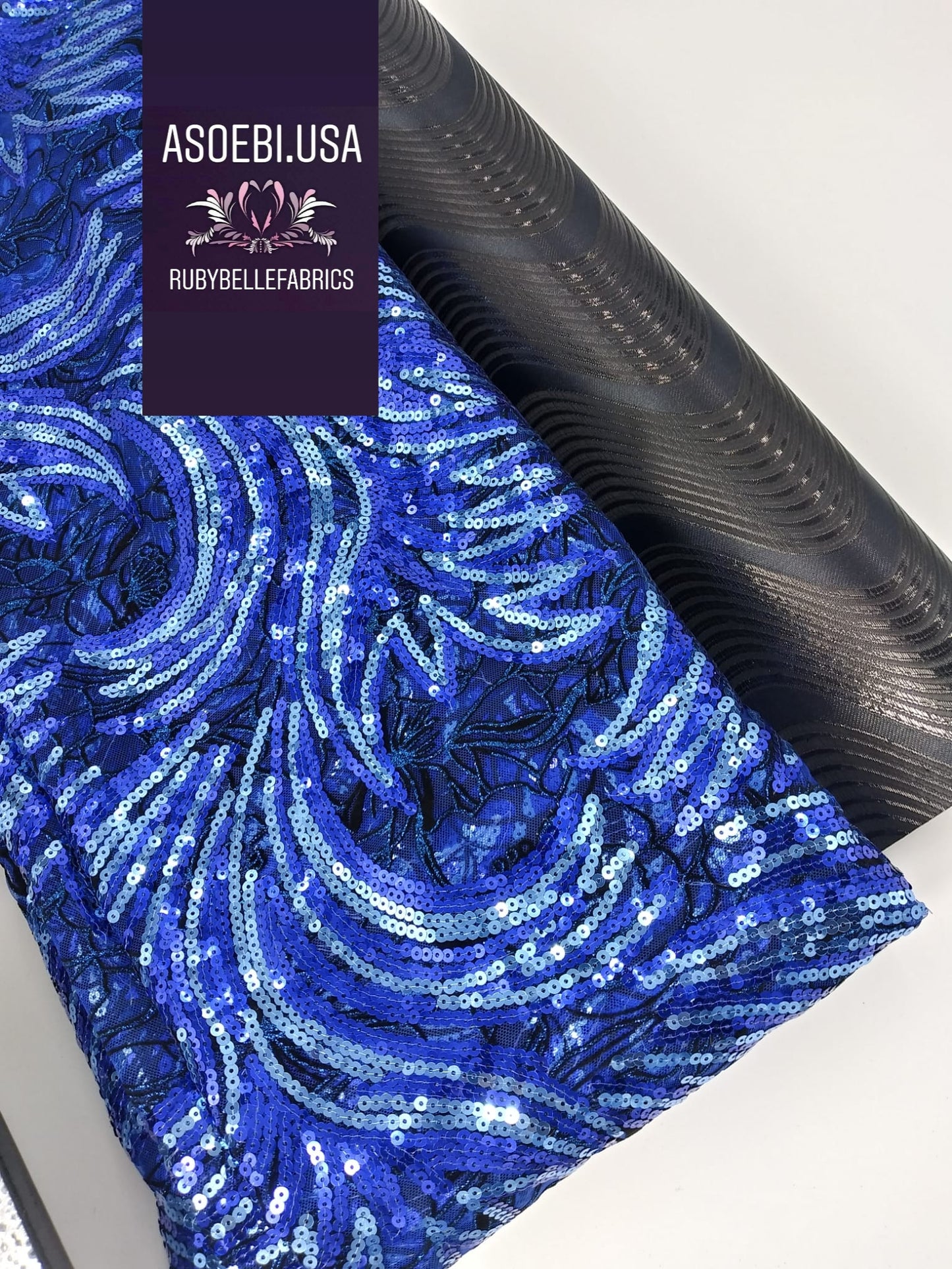 Flocking Sequin Fabric - Blue