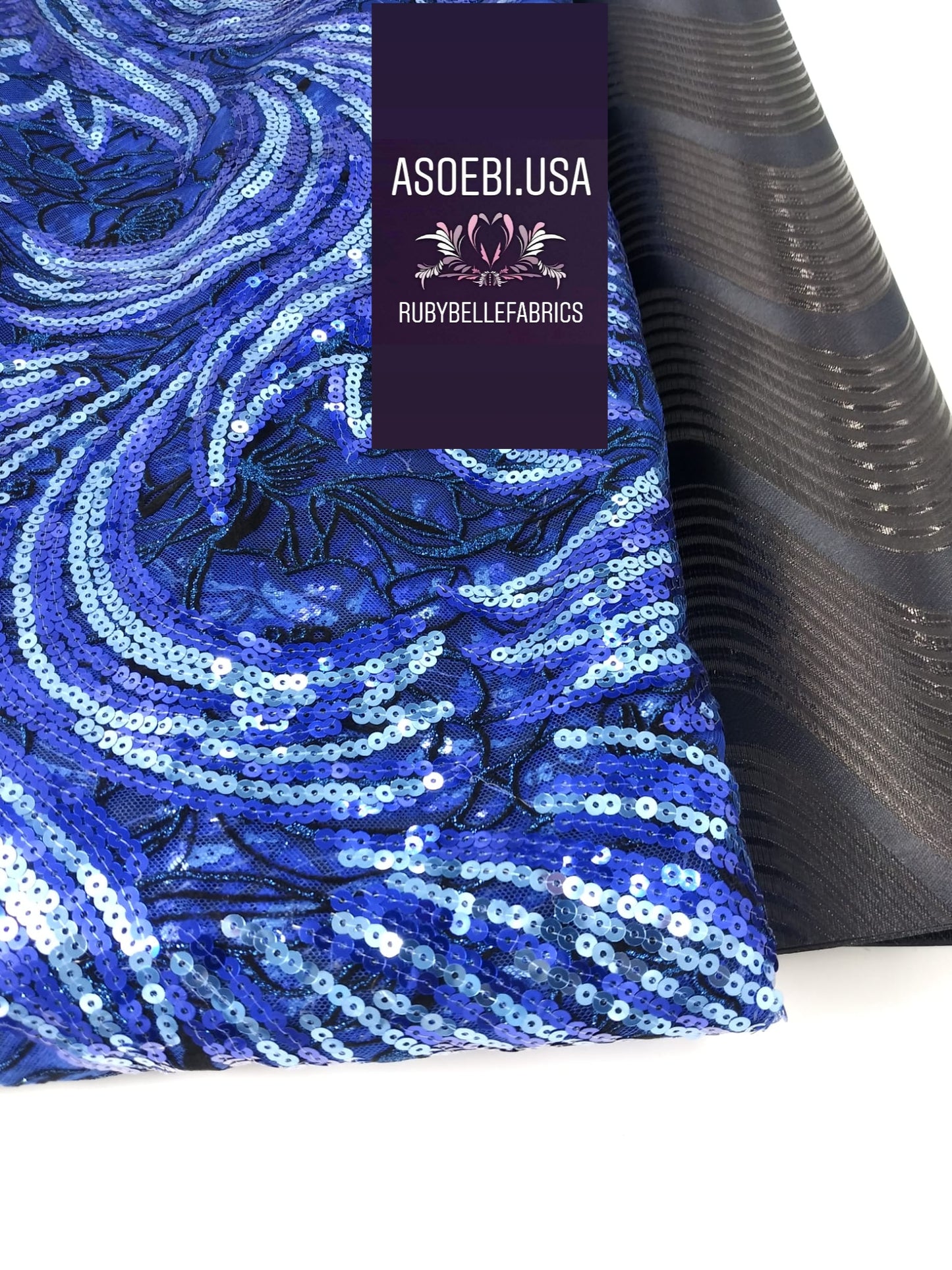 Flocking Sequin Fabric - Blue