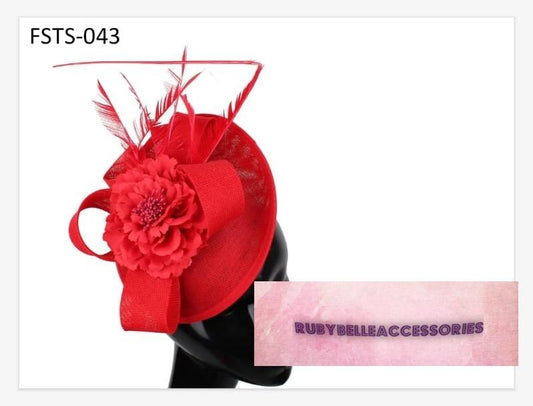 Aura Fascinator - Red - RUBYBELLEFABRICS