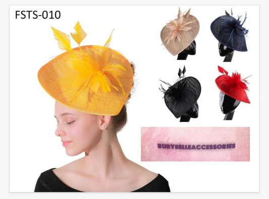 Cathy Fascinator - Yellow - RUBYBELLEFABRICS