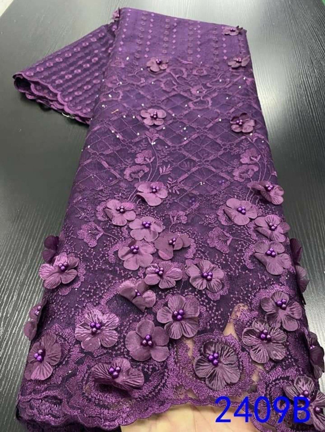 Chambray 3D Fabric - Plum - RUBYBELLEFABRICS