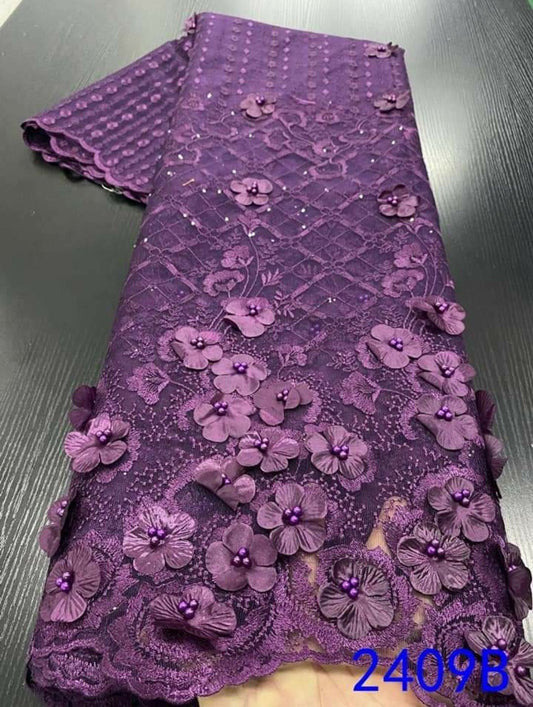 Chambray 3D Fabric - Plum - RUBYBELLEFABRICS