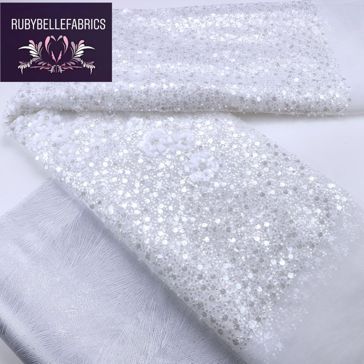 Tela de lentejuelas blancas Letti