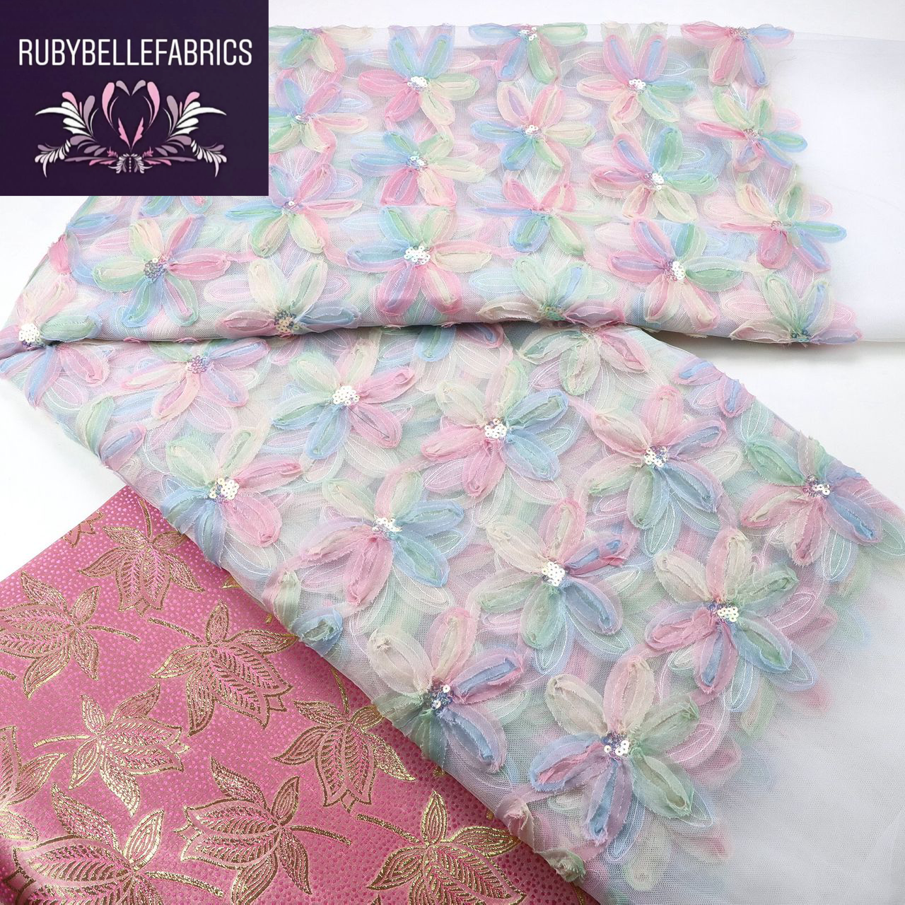 Merrol Fashion Tela De Tul Con Lentejuelas 3D - Multicolor