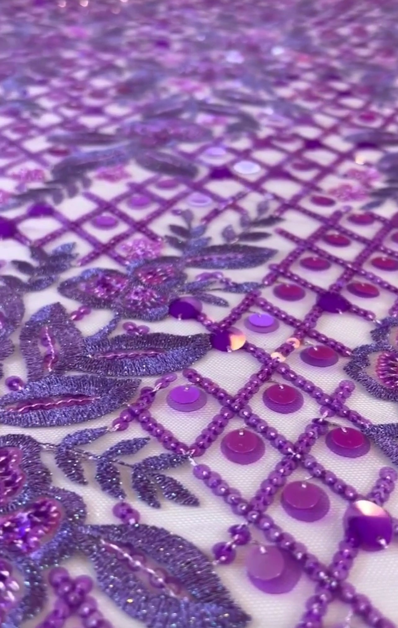 Lotus Sequin Fabric - Lilac
