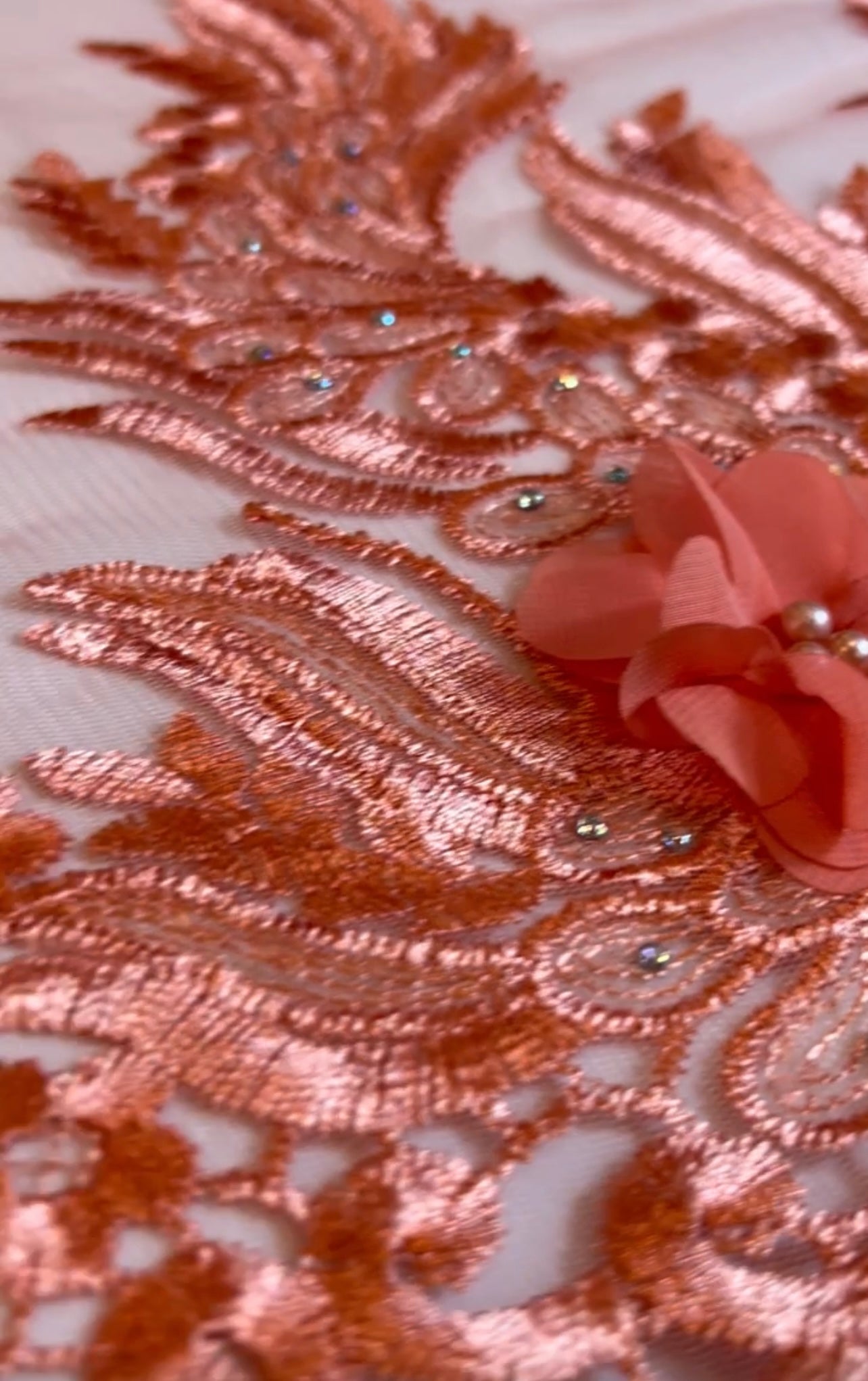 Tela de Tul Mandala - Melocotón Coral