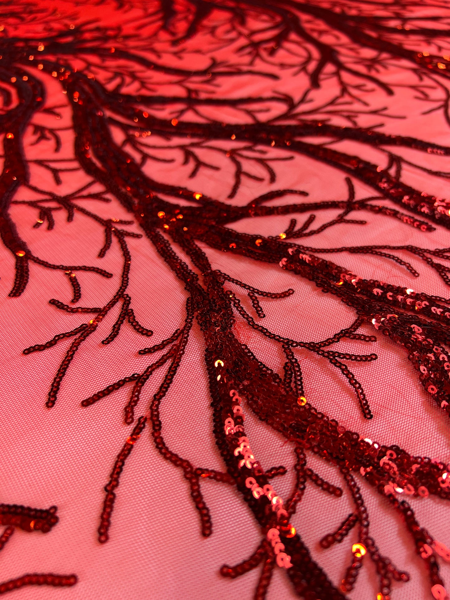 Olly Sequin Fabric - Red