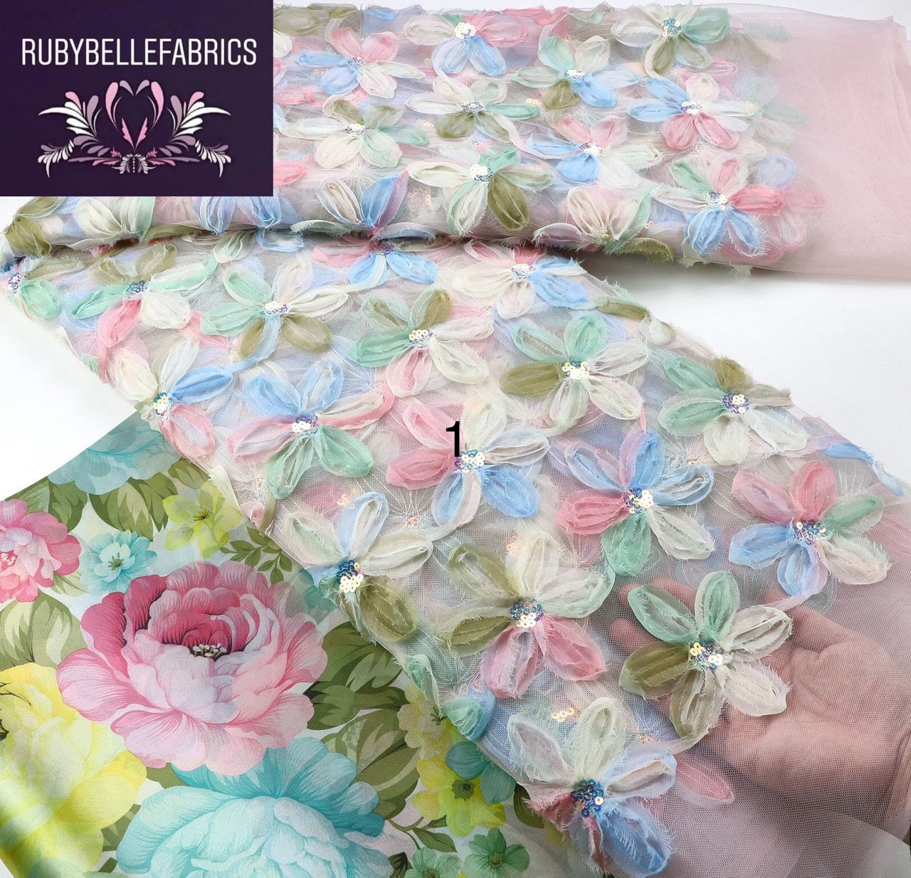 Merrol Fashion Tela De Tul Con Lentejuelas 3D - Multicolor