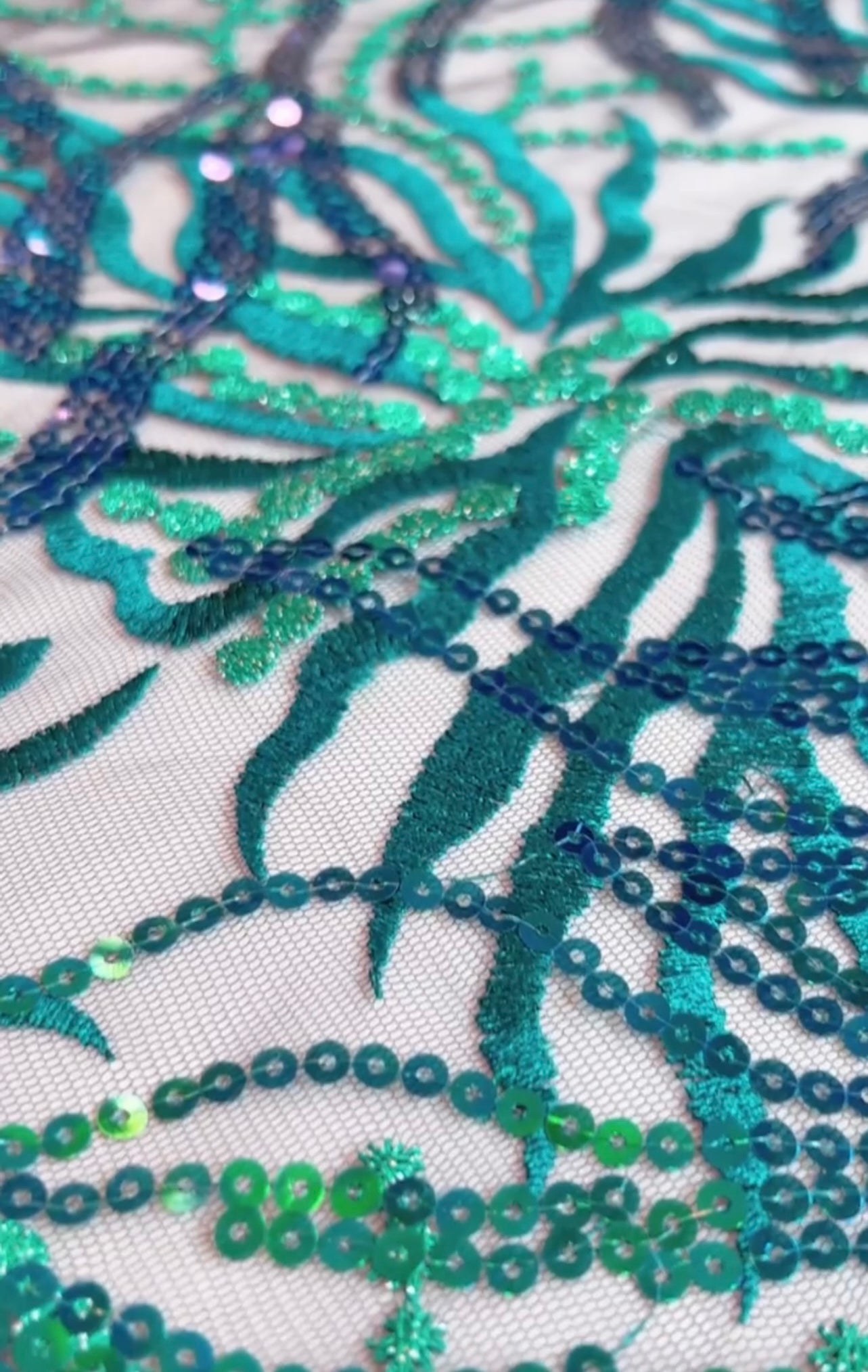 Emilla Sequin Fabric - Green