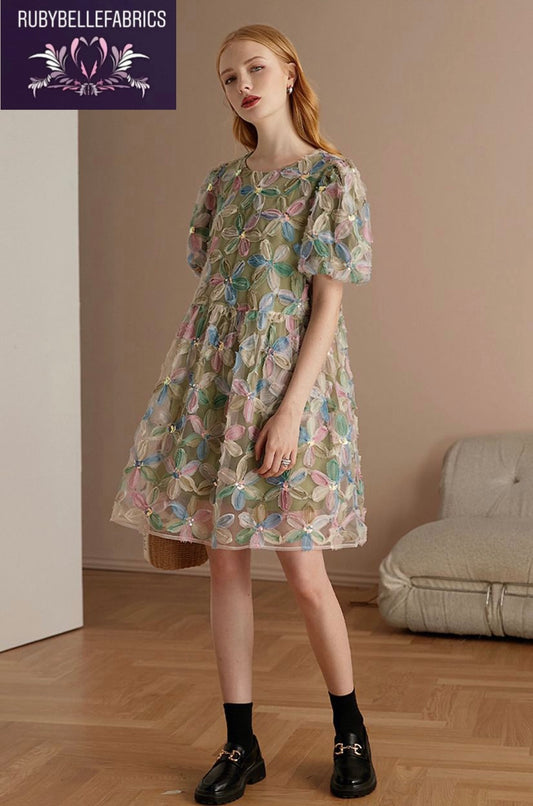 Merrol Fashion Tela De Tul Con Lentejuelas 3D - Multicolor