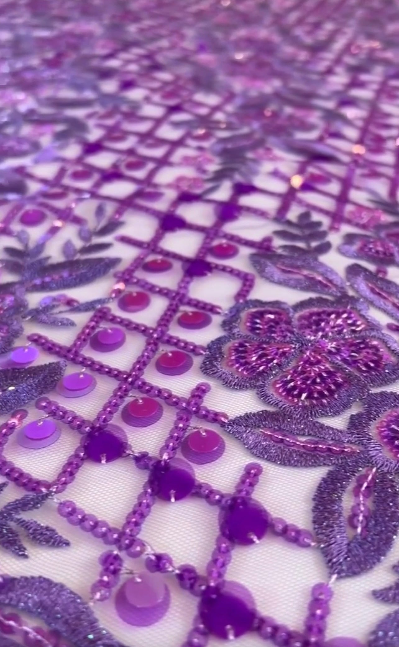 Lotus Sequin Fabric - Lilac