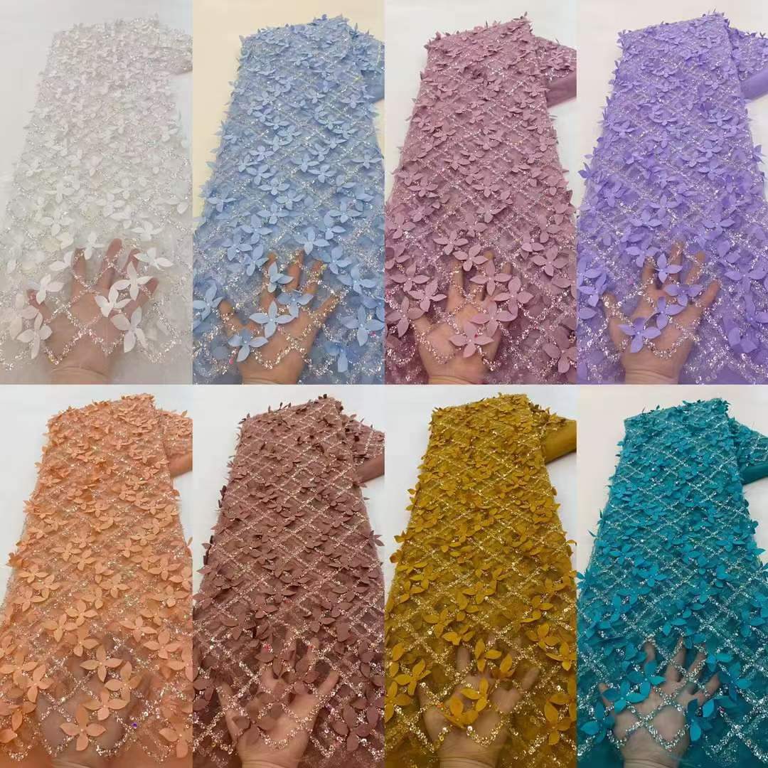 Tela de tul con lentejuelas 3D Daphne