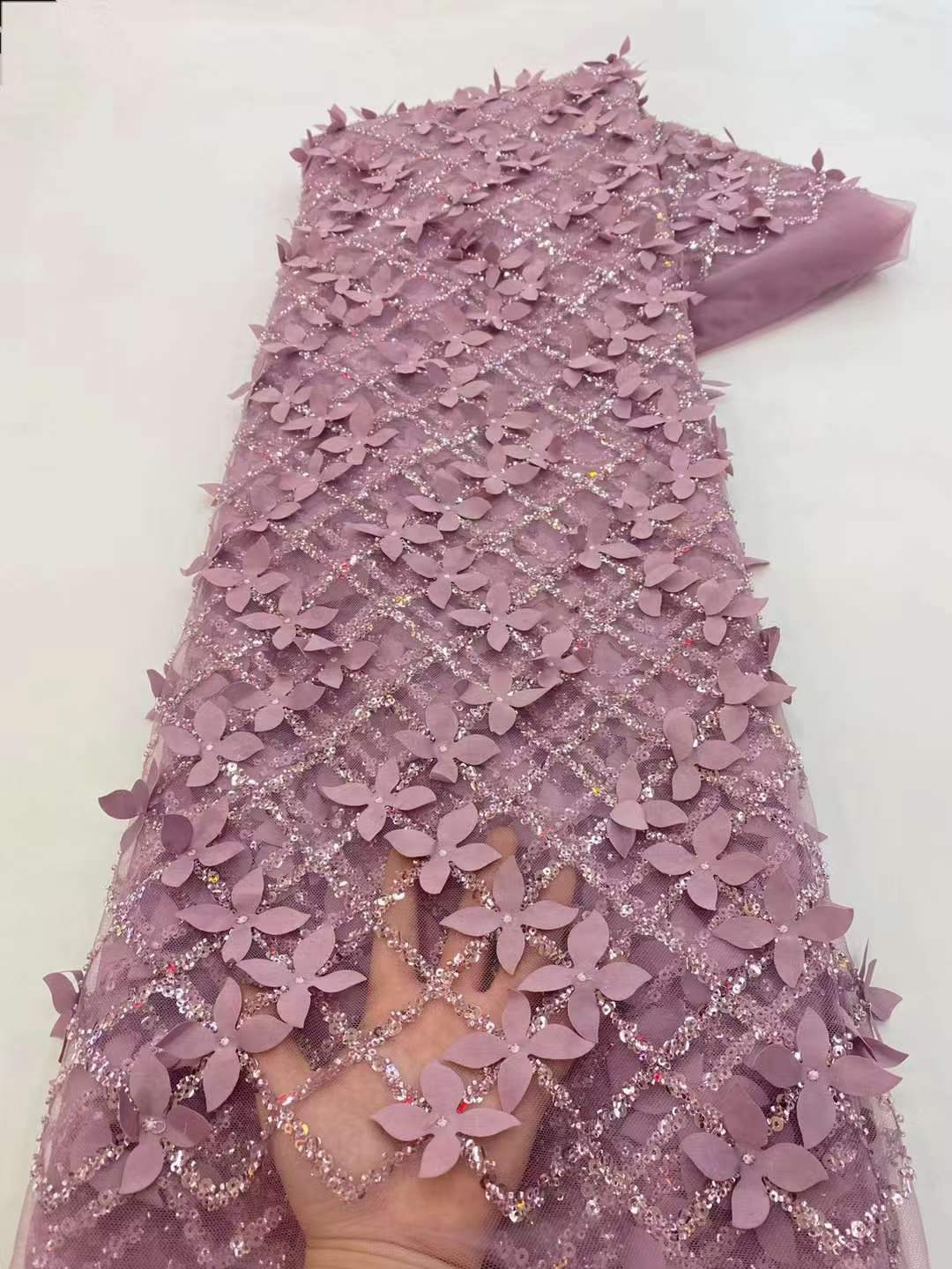 Tela de tul con lentejuelas 3D Daphne