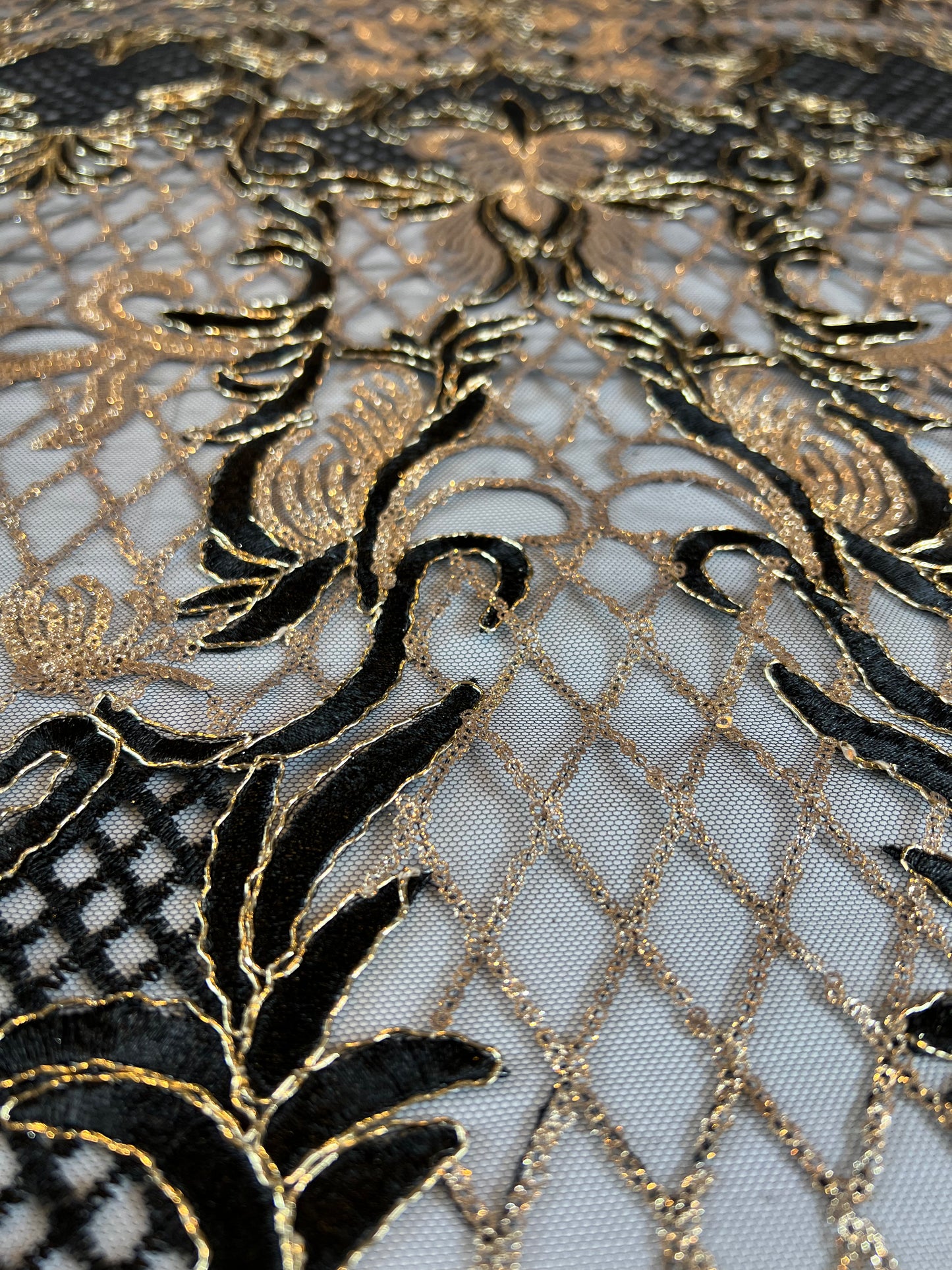 Cherise Sequin Fabric - Black/Gold