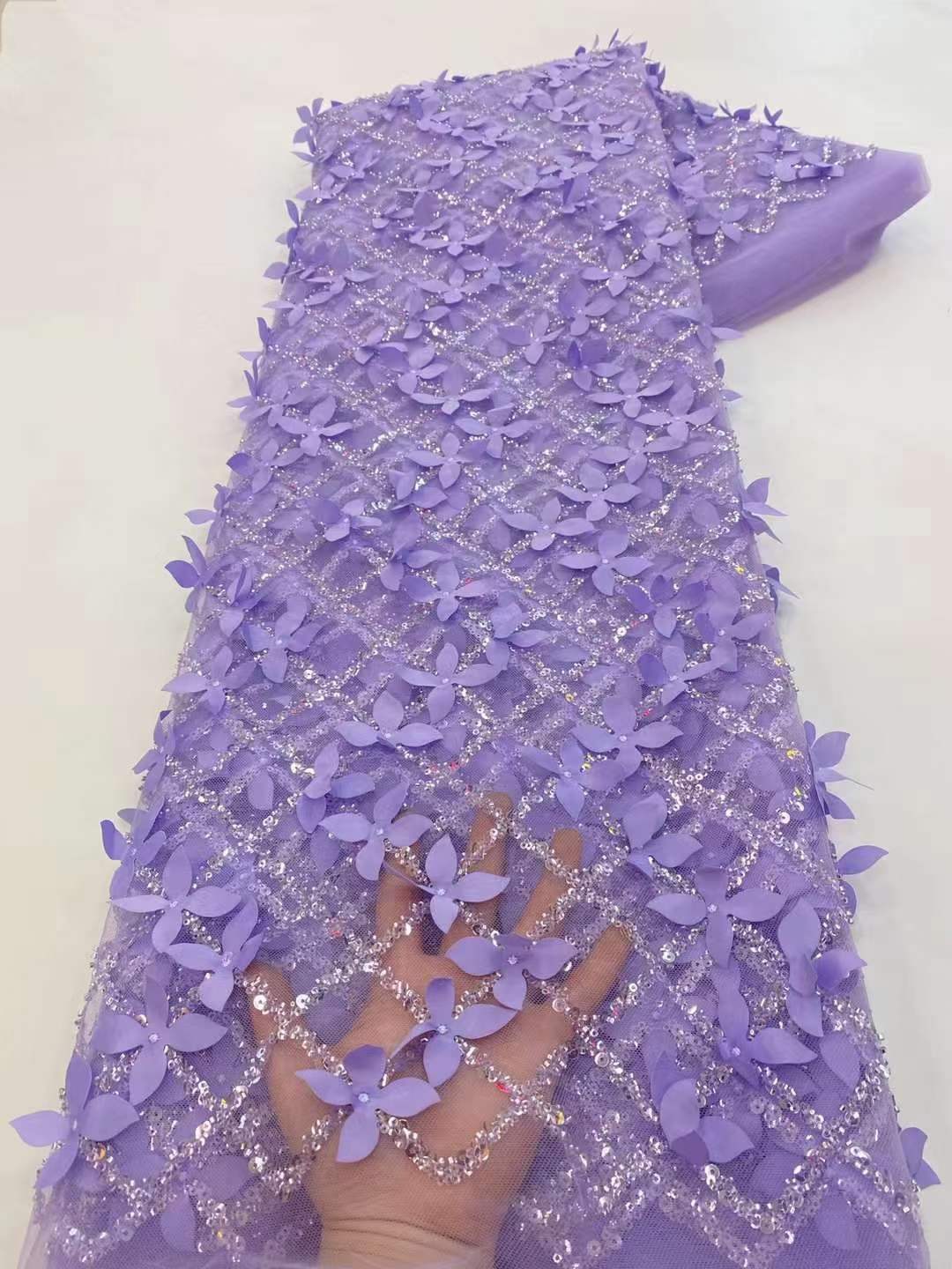 Tela de tul con lentejuelas 3D Daphne