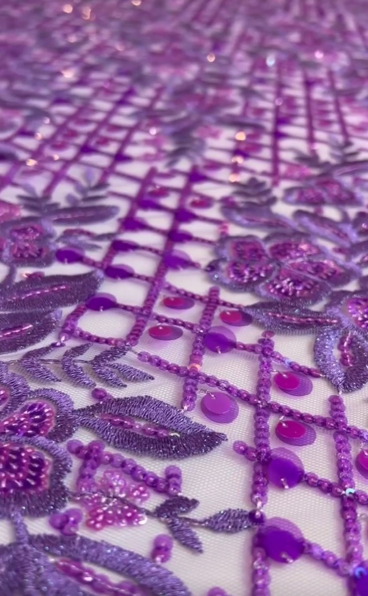 Lotus Sequin Fabric - Lilac