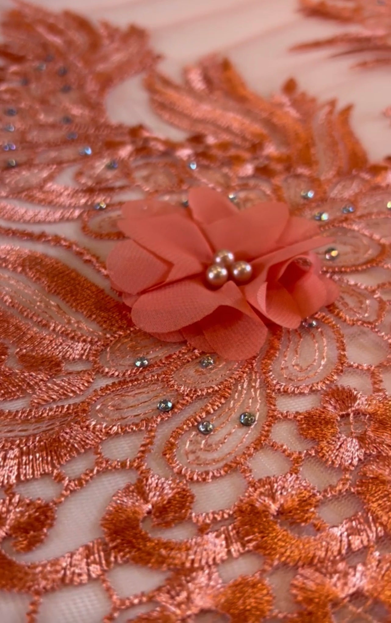 Tela de Tul Mandala - Melocotón Coral