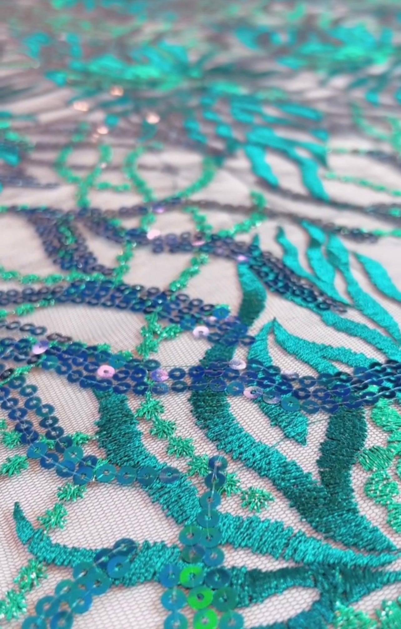 Emilla Sequin Fabric - Green