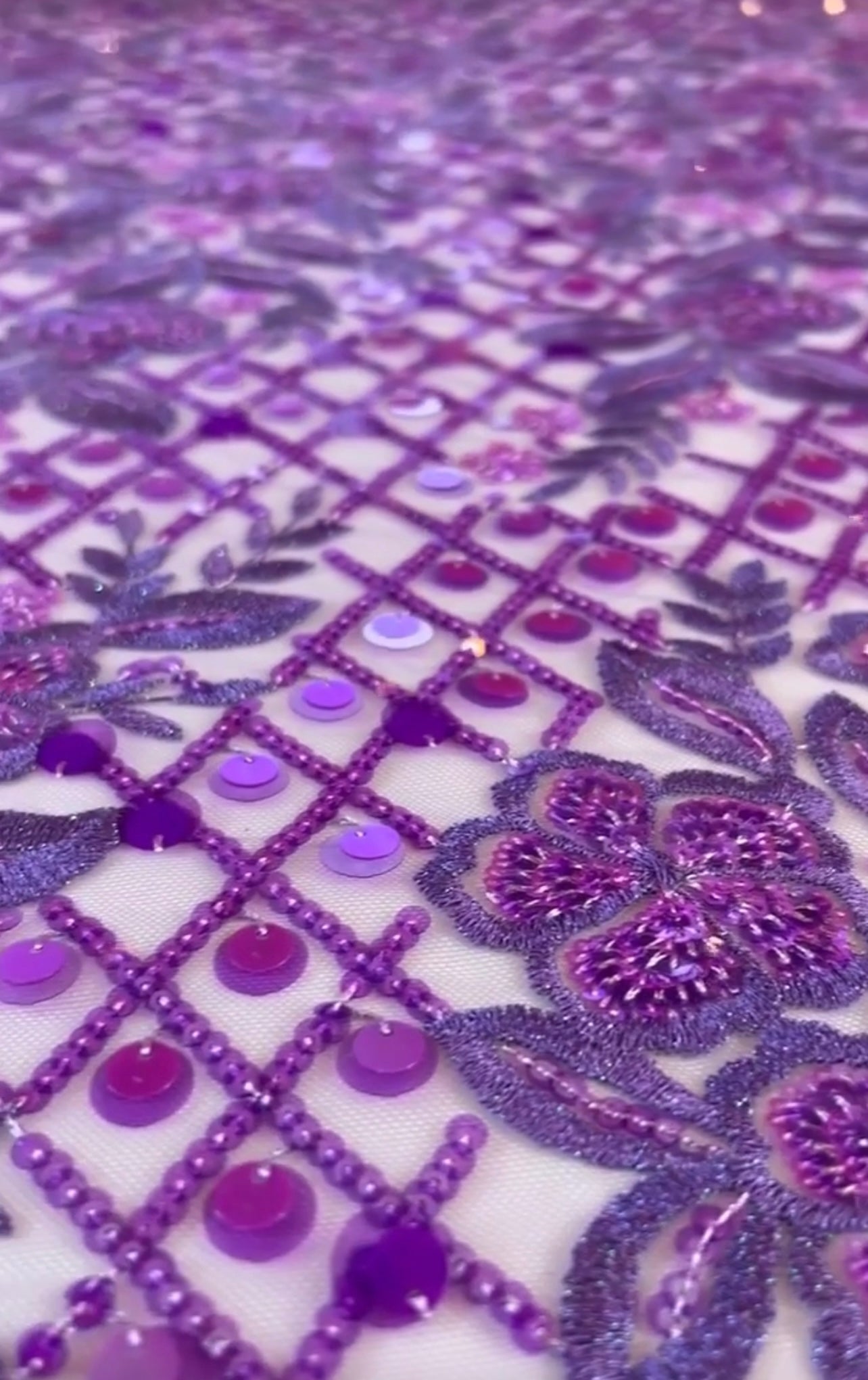 Lotus Sequin Fabric - Lilac