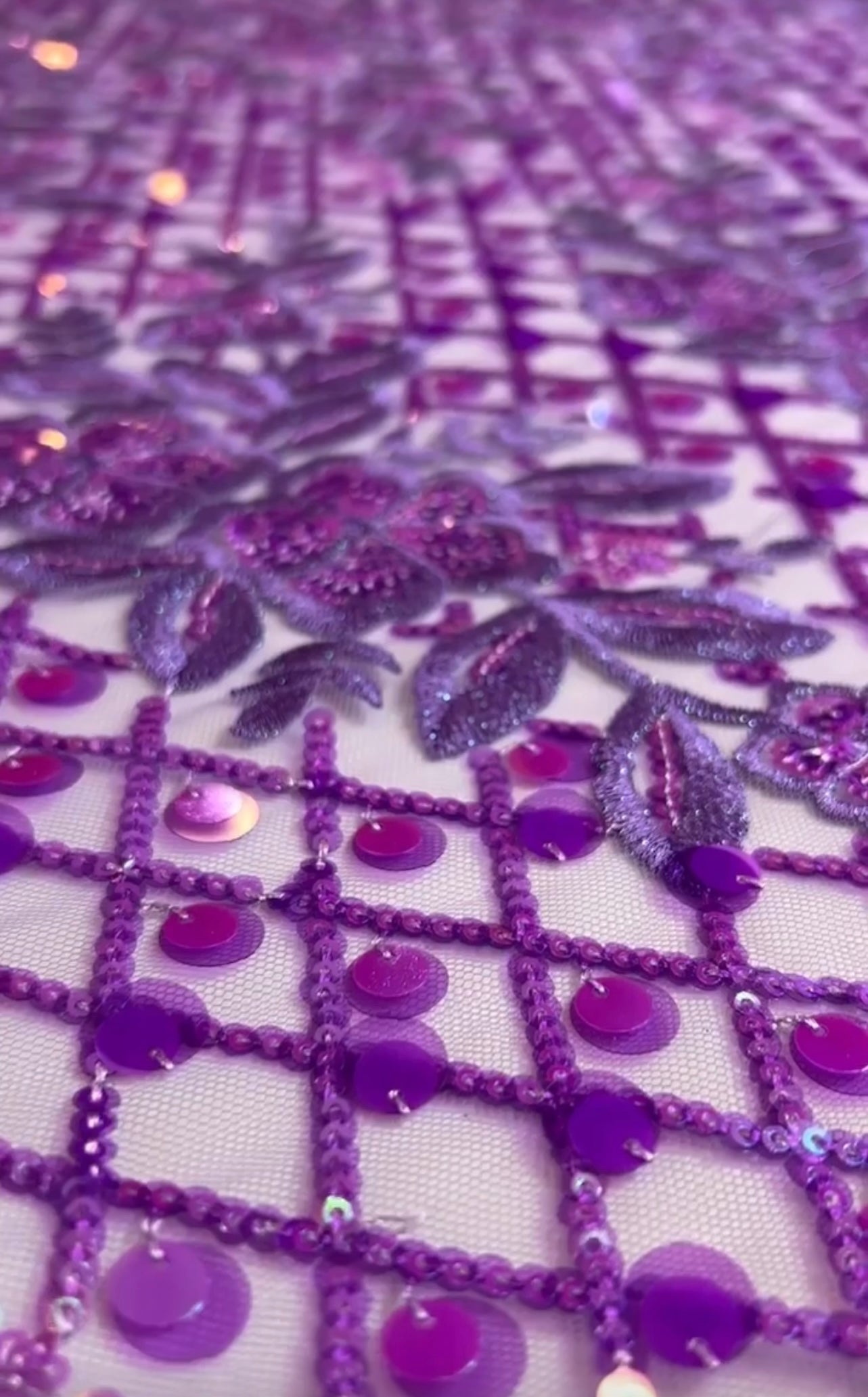 Lotus Sequin Fabric - Lilac