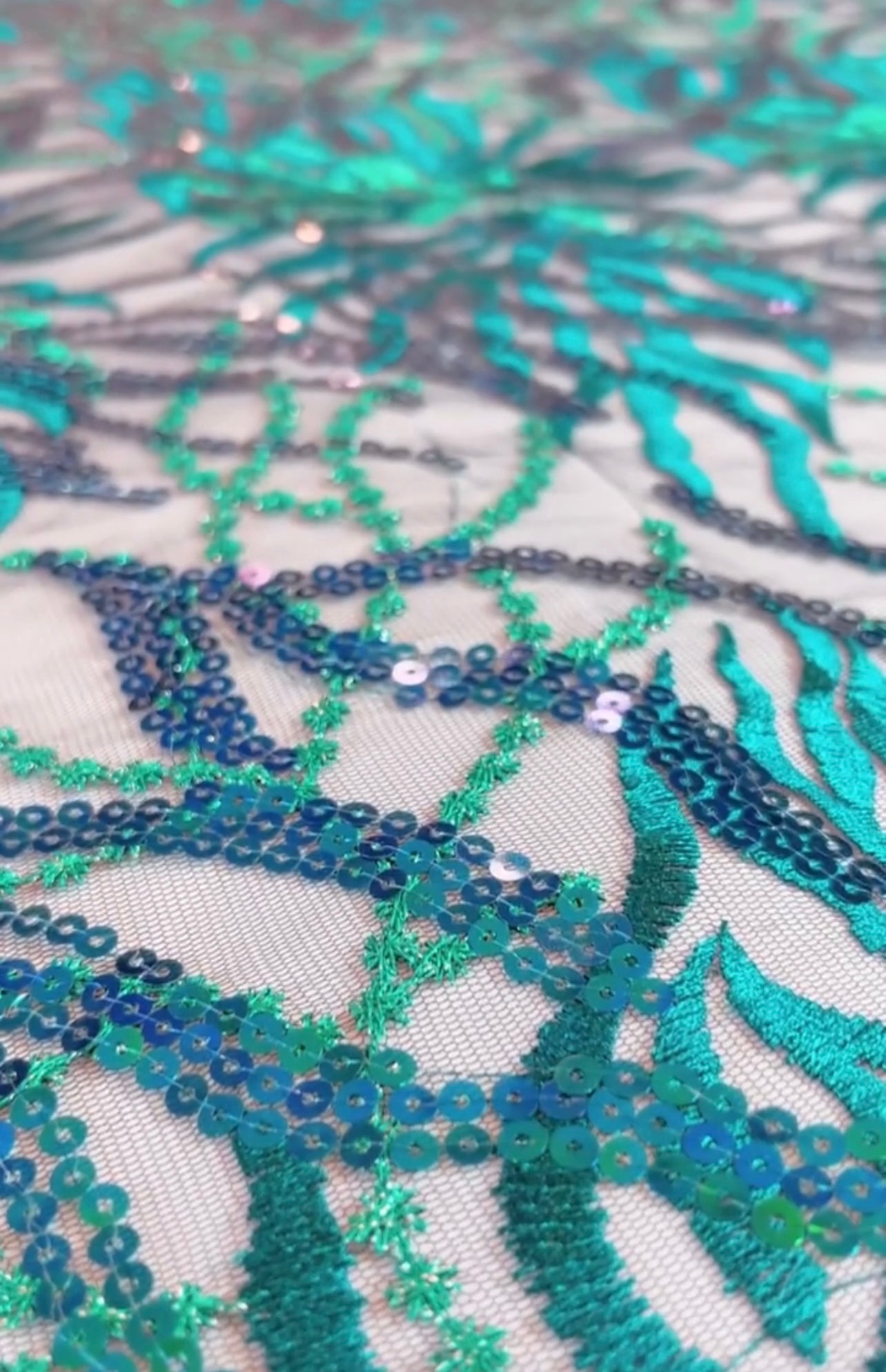 Emilla Sequin Fabric - Green