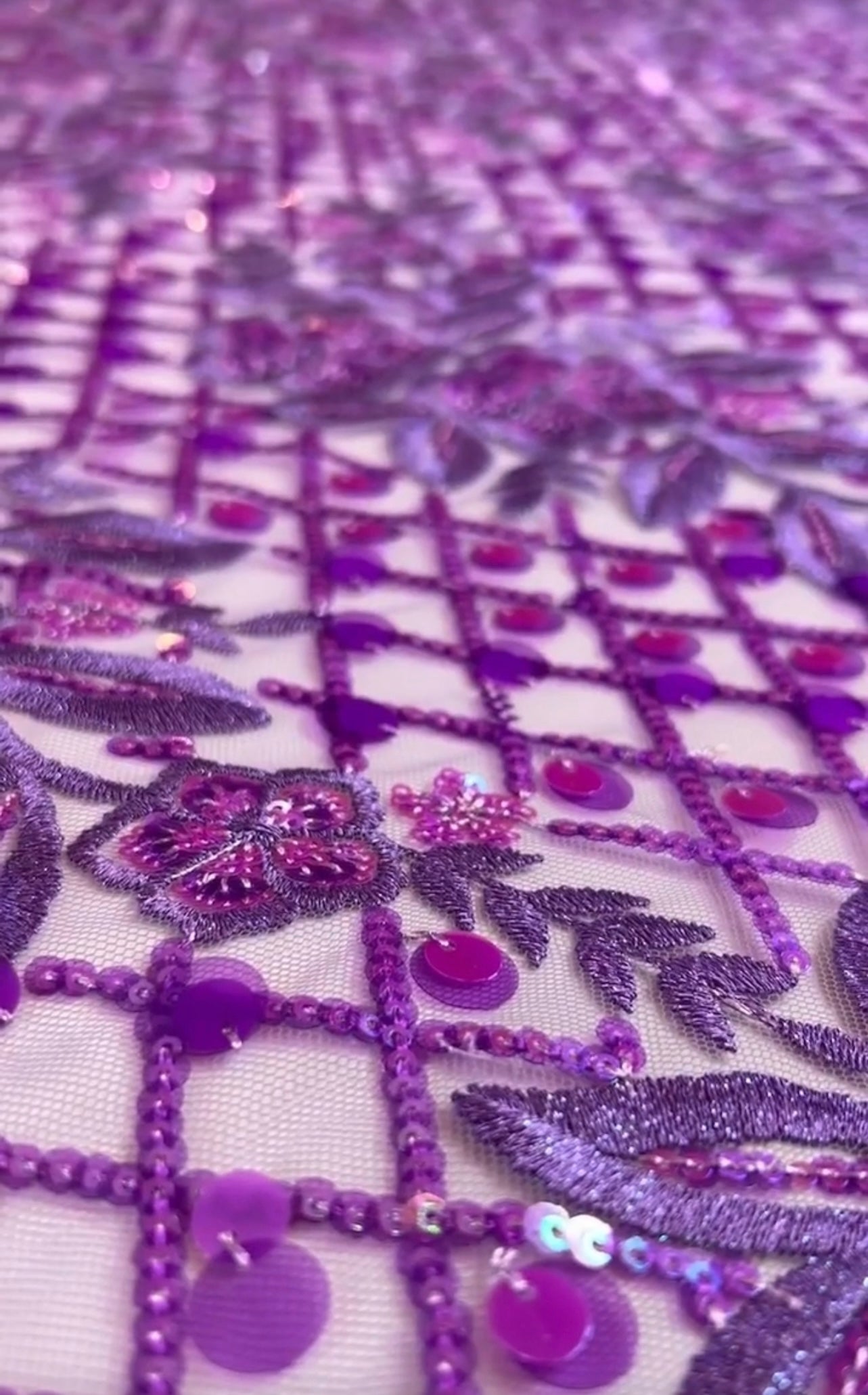 Lotus Sequin Fabric - Lilac