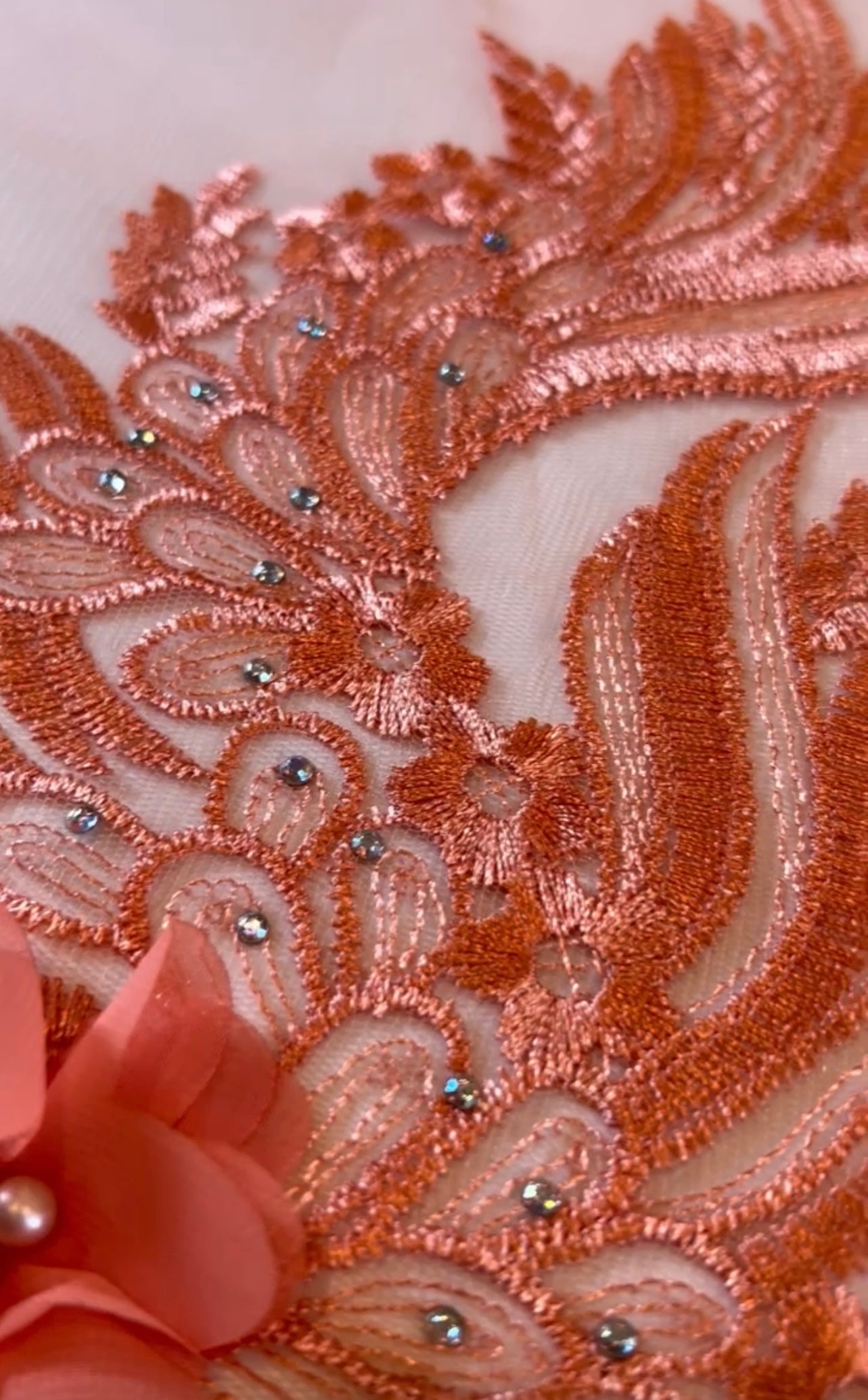 Tela de Tul Mandala - Melocotón Coral