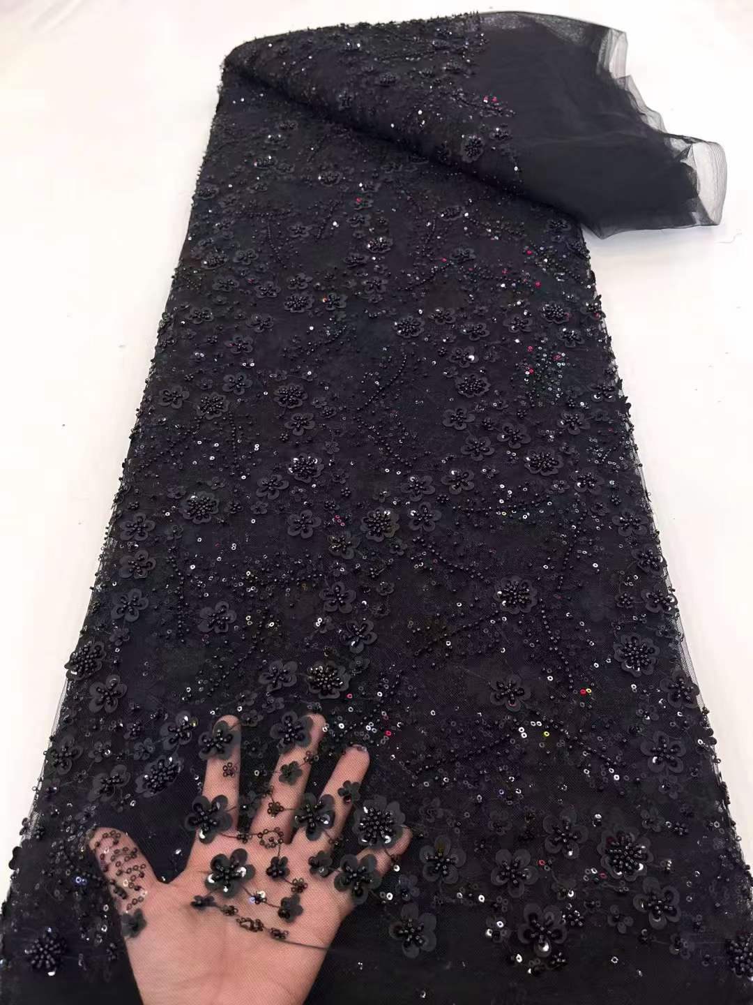 Tela de tul con lentejuelas 3D de Irvine