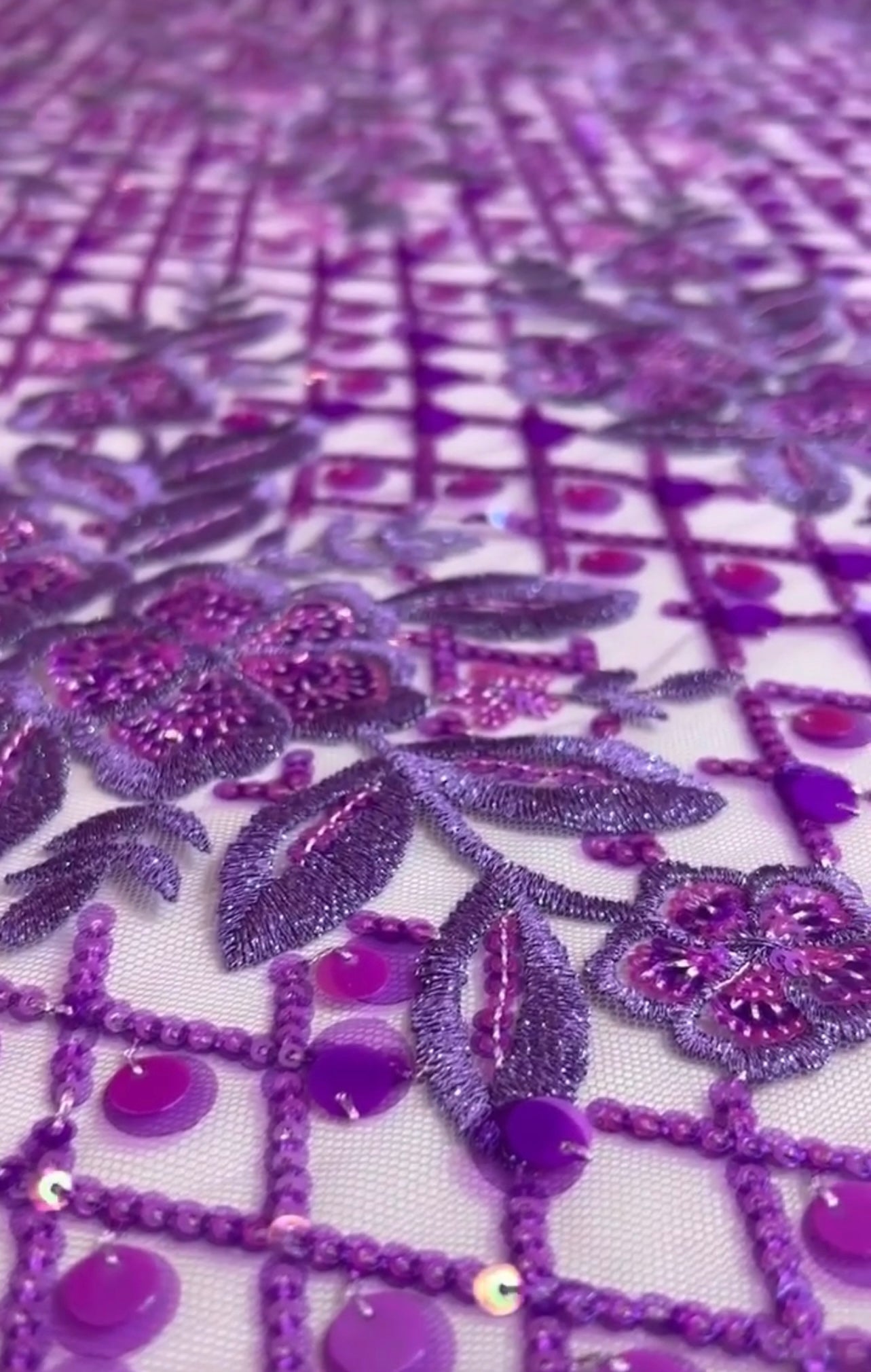 Lotus Sequin Fabric - Lilac