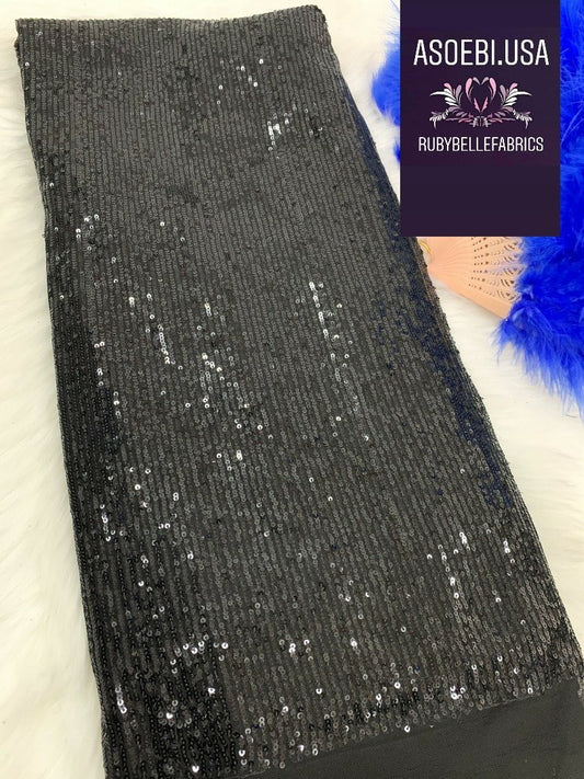 Kermlin Sequin Fabric - Black - RUBYBELLEFABRICS