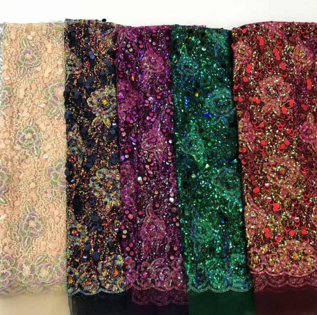 Opulence Luxe Sequin Fabric - Black - RUBYBELLEFABRICS
