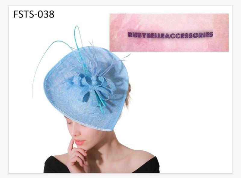 Rexie Fascinator - Light Blue - RUBYBELLEFABRICS