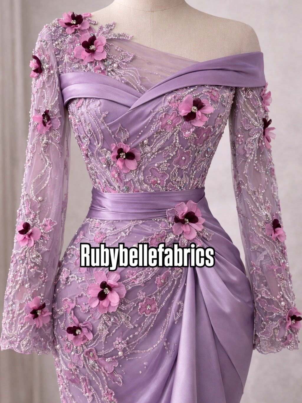 Ulzy Beaded Stoned 3D Luxury Couture Fabric