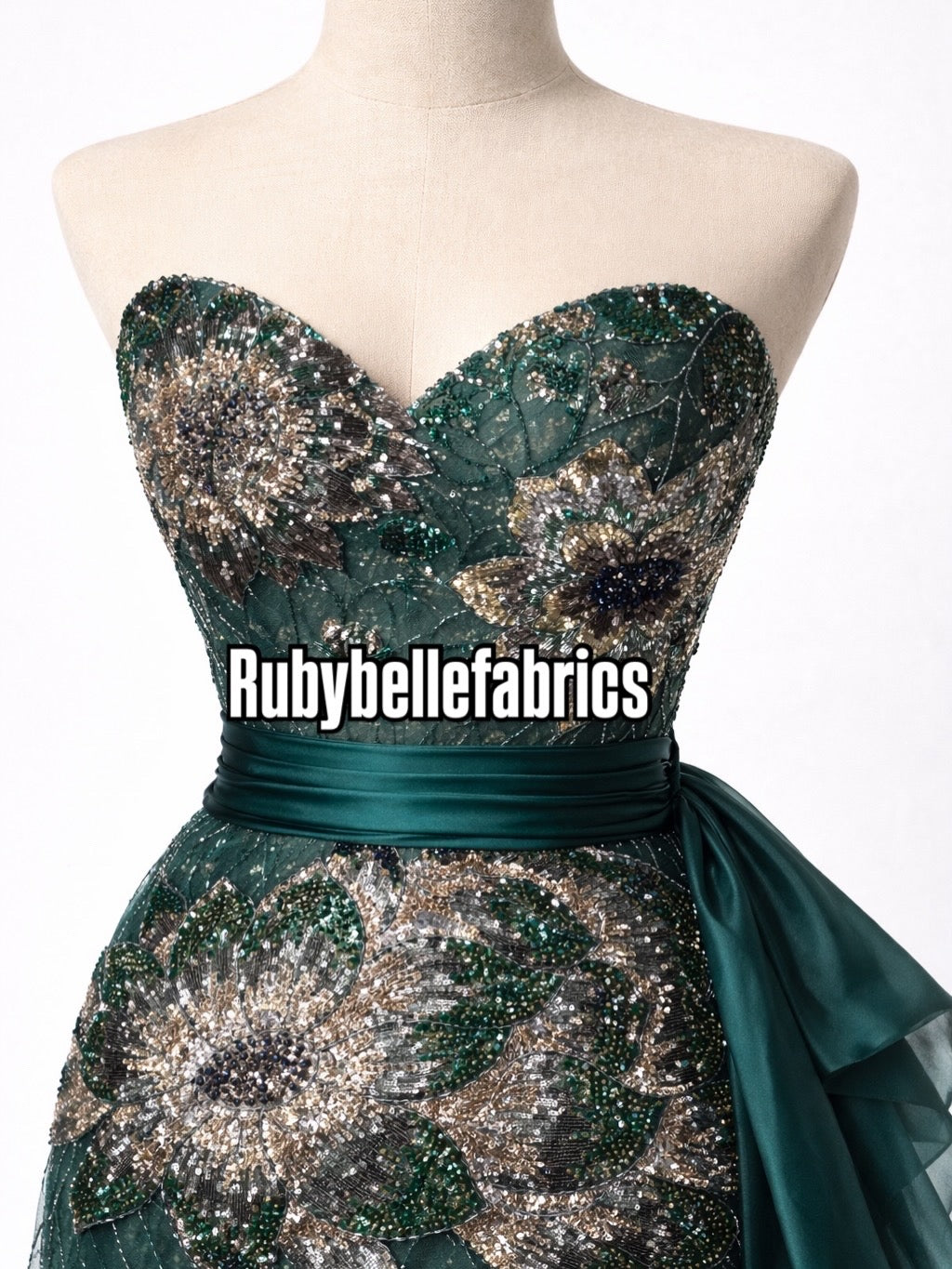 Enat Beaded Petal Sequin Lace Fabric