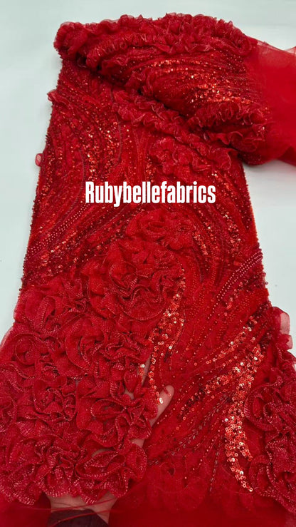 Urkey Roses 3D Sequin couture fabric