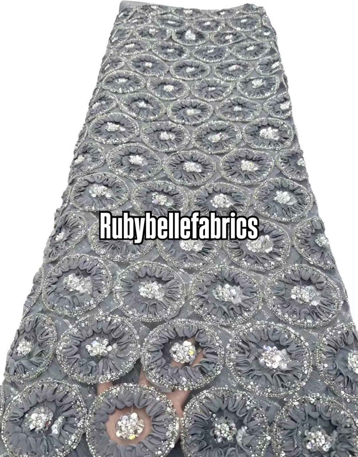 Honex Round Beaded Floral Fabric