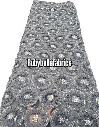 Honex Round Beaded Floral Fabric