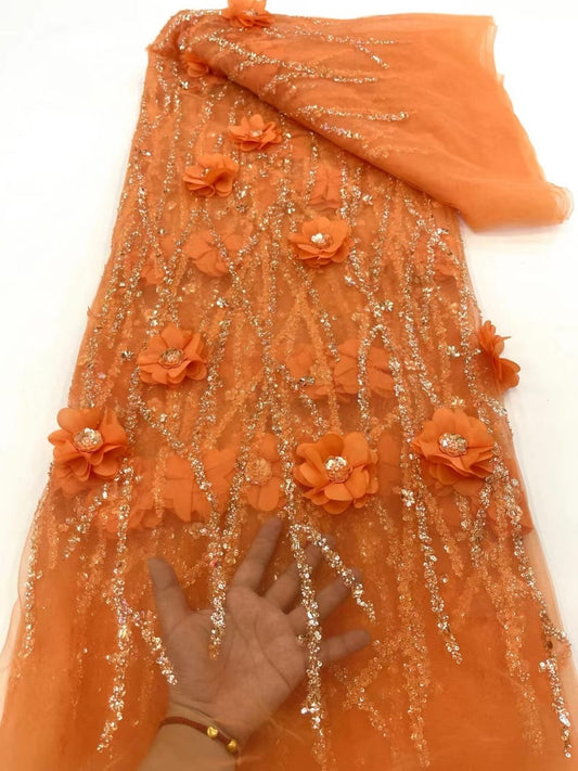 Taranto 3D Fabric - Orange