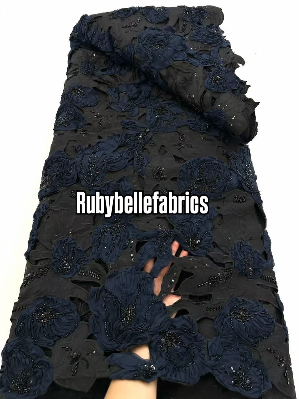 Ipped 3D Luxury Deluxe Floral Beaded Fabric